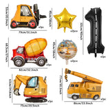 9pcs Engineering Theme Foil Balloon Set With 40Inch Number Birthday Party Ballon Construction Birth Balloons Parties Supply