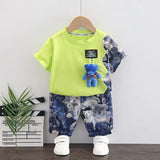 Summer Boys Clothing Short Sleeved Pullover T-Shirt Cartoon Full Print Short 2pcs Baby Boy Clothes Kids New Design Sport Set