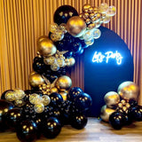 107pcs black gold balloon set. Graduation season New Year's Retirement Wedding Birthday Gender reveal party supplies decoration