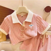 Baby Blouse Sets Girls Summer Suit Kids Short Sleeve Top Pant 2Pcs Kids Cute Sweet Outfit Children Fashion Sportswear 2-10Y
