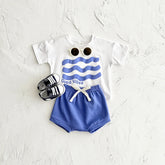 Toddler Boys Outfit Baby Clothes Set Newborn Baby Summer Clothing Cotton Girl Suit Sun Flower Print T-shirt+Beach Shorts