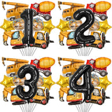 9pcs Engineering Theme Foil Balloon Set With 40Inch Number Birthday Party Ballon Construction Birth Balloons Parties Supply