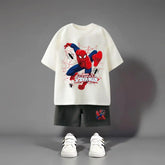 Spider Man Pattern T-shirt + Shorts 2pc/set Boy Clothes Summer Fashion Cartoon Casual Tracksuit Outfits Boutique Children's Wear