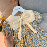 Baby Girls Princess Dress Summer Broken Flowers Elegant Doll Collar Dress Kids Birthday Party Clothes 1-8 Years Children Dress