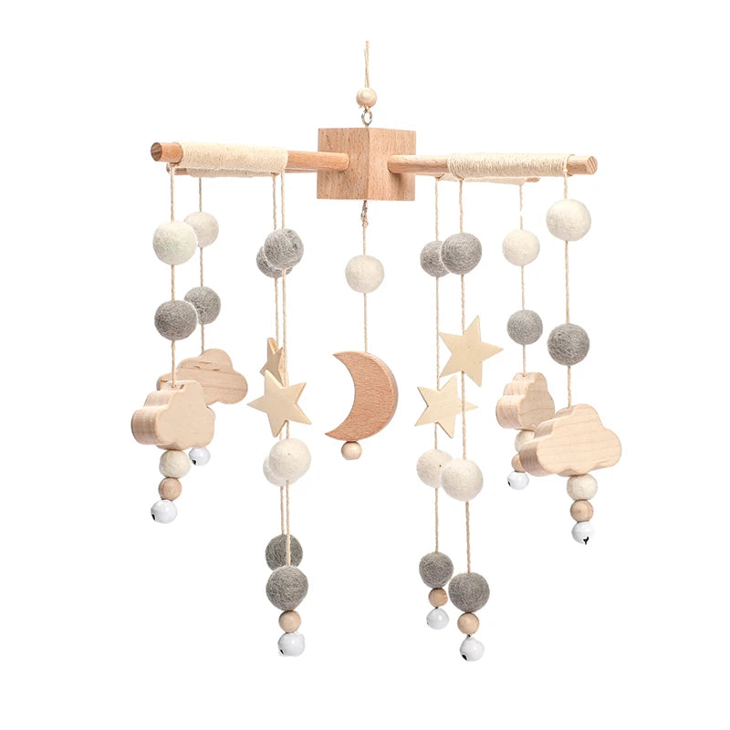 Baby Wooden Boho Rainbow Bed Bell Rattles Toys Hanging Pendant Newborn Toys Mobile Crib Bracket Montessori Toys Baby Birth Gift