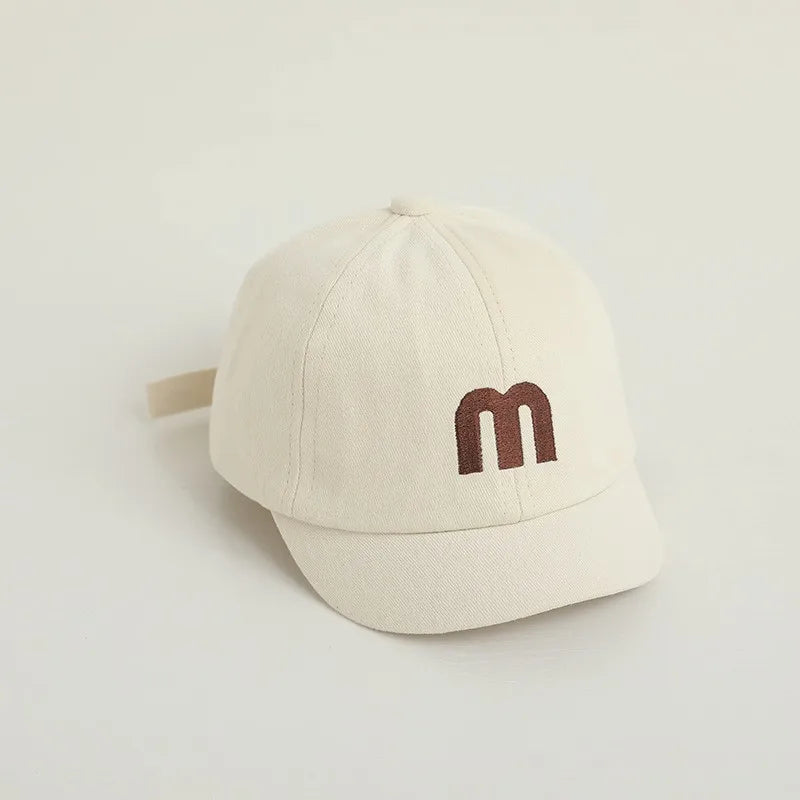 Korean Letter Embroidered Baby Cap Summer Toddler Boys Girls Cotton Baseball Caps Solid Color Kids Adjustable Peaked Hat