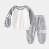 New Spring Autumn Children Clothes Set Color Patchwork Kids Boys Two-Piece Sets Children Boy Casual Tracksuit Outfits Tops Pants