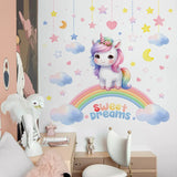 Unicorn Vinyl Child Wall Sticker For Baby Room Decoration Bedroom Accessories Furniture Sticker Adhesive Wallpaper Wall Decor