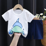 Child Clothing Sets Boys Cartoon Print Tshirt Simple Fashion Tees Shorts New Cute Tops Tracksuits Kids Short Sleeve Tops Shorts