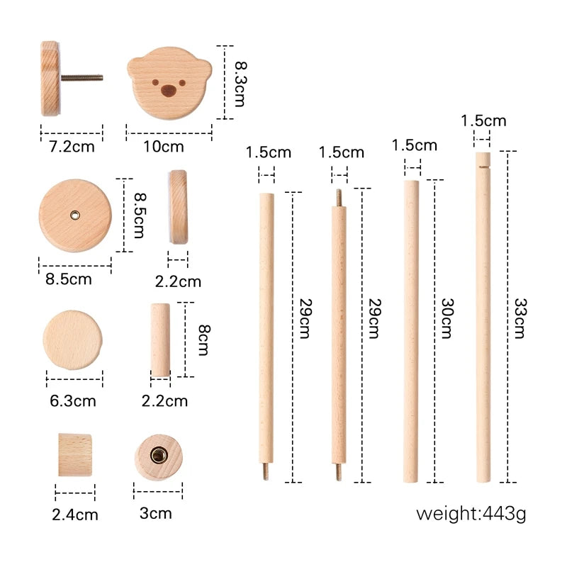 Baby Crib Bed Bell Musical Box Holder Arm Toy Foldable Imitation Wood Grain Infant Bed Decoration Toys Baby Bed Toys Educational