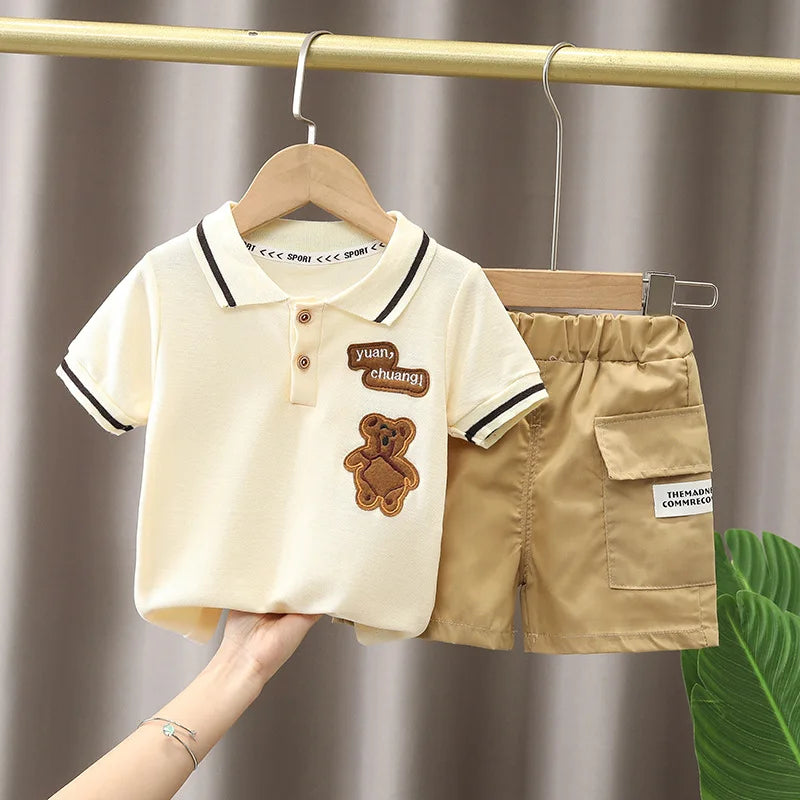 Baby Boy Clothes Set T-shirt+Shorts Kids Boy Summer Clothing Set Cute Cartoon Baby Boy Outfit Set Infant Toddler Tee Shirt Pants