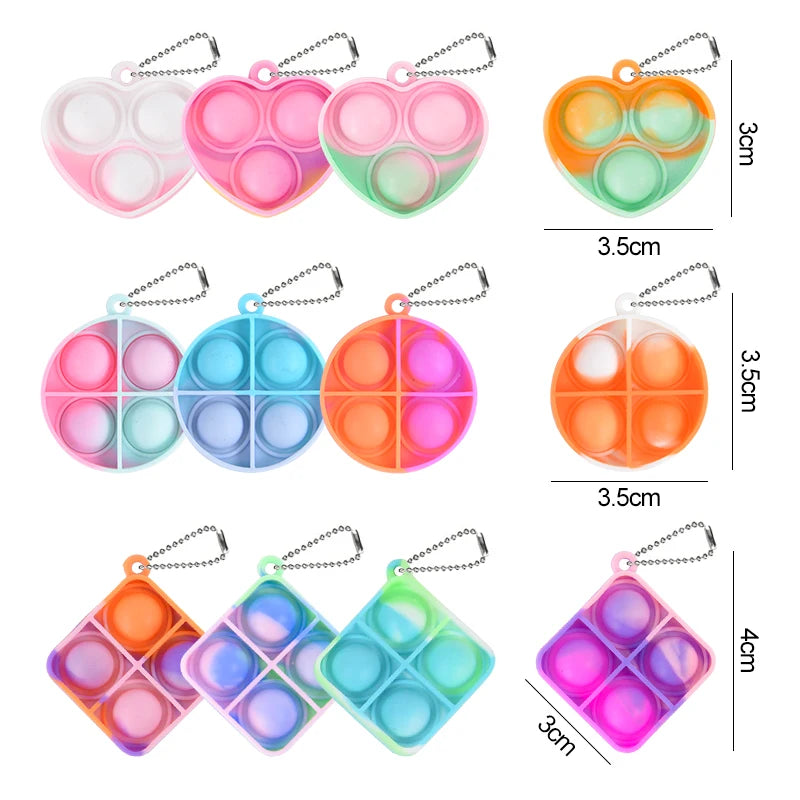 10/20pcs Mini Pop Keychain Toddler Sensory Fidget Toys Bulk Classroom Prizes Kids Birthday Party Favors Wedding Gift for Guests