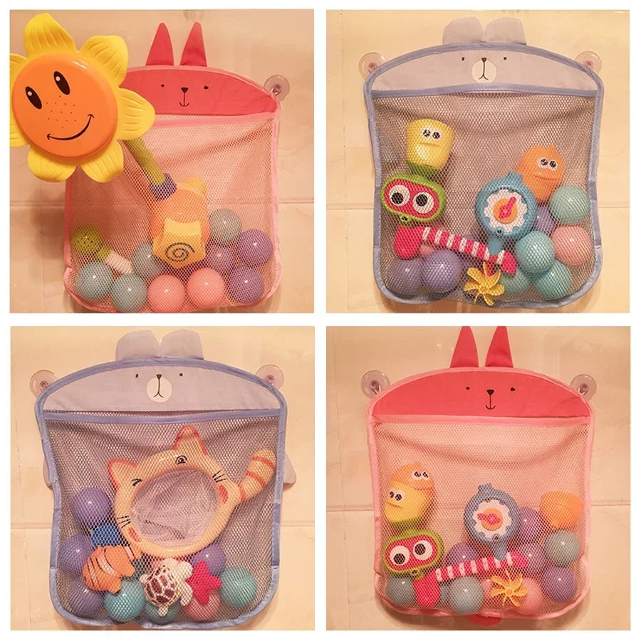 New Baby Bathroom Mesh Bag Sucker Design For Bath Toys Kids Basket Cartoon Animal Shapes Cloth Sand Toys Storage Net Bag