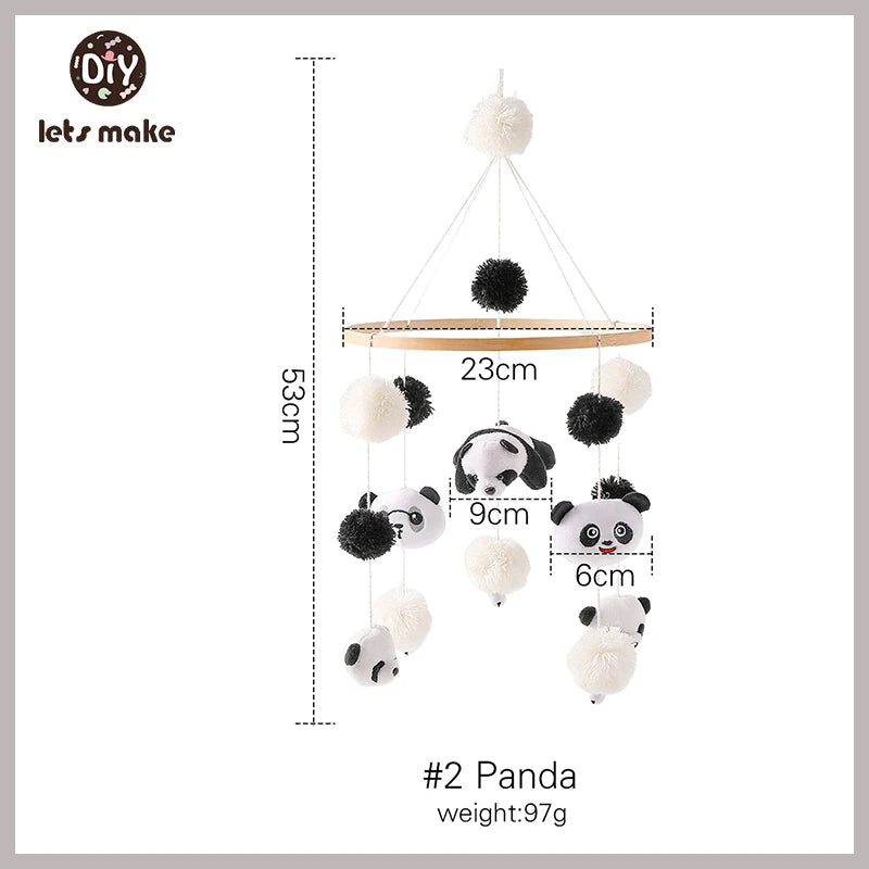 Let's Make Wooden Baby Rattles Soft Felt Cartoon Bear Cloudy Star Moon Hanging Bed Bell Mobile Crib Montessori Education Toys