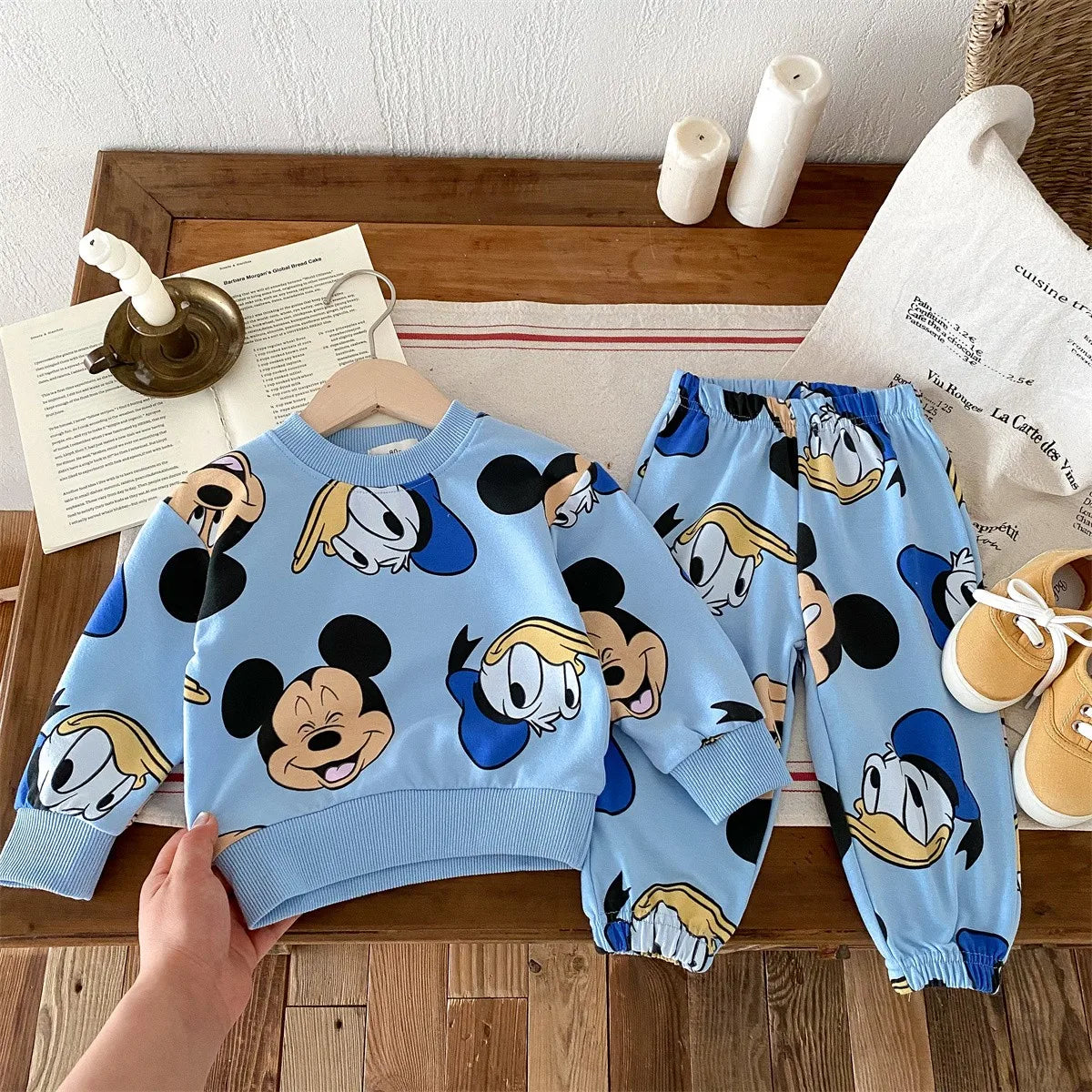 New Autumn/winter Girls And Boys Clothing Set Cartoon Mickey Mouse Sweatshirt Long Pants Children's Sports Wear Two Piece Set