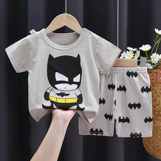 Child Clothing Sets Boys Cartoon Print Tshirt Simple Fashion Tees Shorts New Cute Tops Tracksuits Kids Short Sleeve Tops Shorts