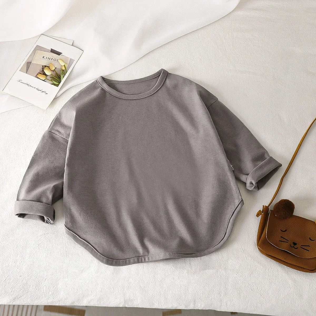 Baby Boys Basic Tee Long Sleeve T-shirts Pure Cotton Baby Girl Tops Kids T-shirt Cotton Spring Tee Shirts Baby Boy Clothes