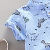 Children's Summer Dinosaur Randomly Printed Shirt Short Sleeve Shorts Set