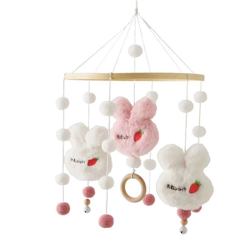 Let's Make Wooden Baby Rattles Soft Felt Cartoon Bear Cloudy Star Moon Hanging Bed Bell Mobile Crib Montessori Education Toys