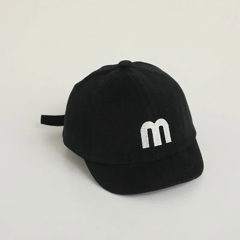 Korean Letter Embroidered Baby Cap Summer Toddler Boys Girls Cotton Baseball Caps Solid Color Kids Adjustable Peaked Hat