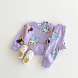 Disney Cartoon Sweatshirt Set Autumn Clothes Popular Design Brand Children's Clothing Long Sleeve Tops + Pants Casual Outfits