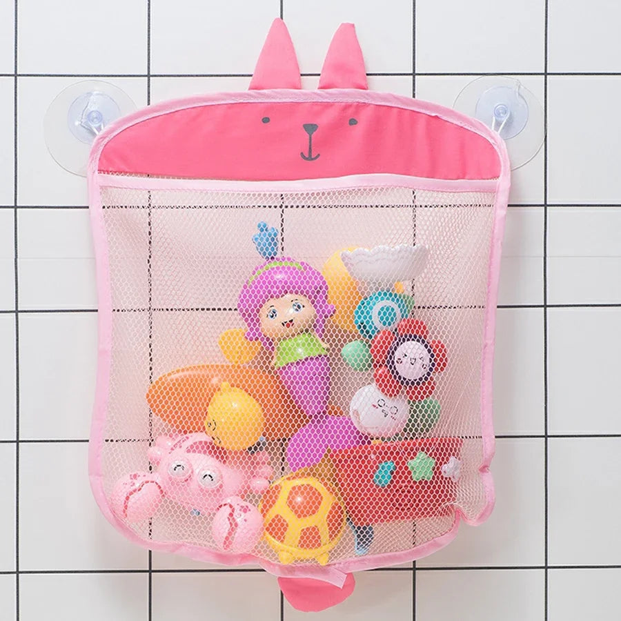 New Baby Bathroom Mesh Bag Sucker Design For Bath Toys Kids Basket Cartoon Animal Shapes Cloth Sand Toys Storage Net Bag