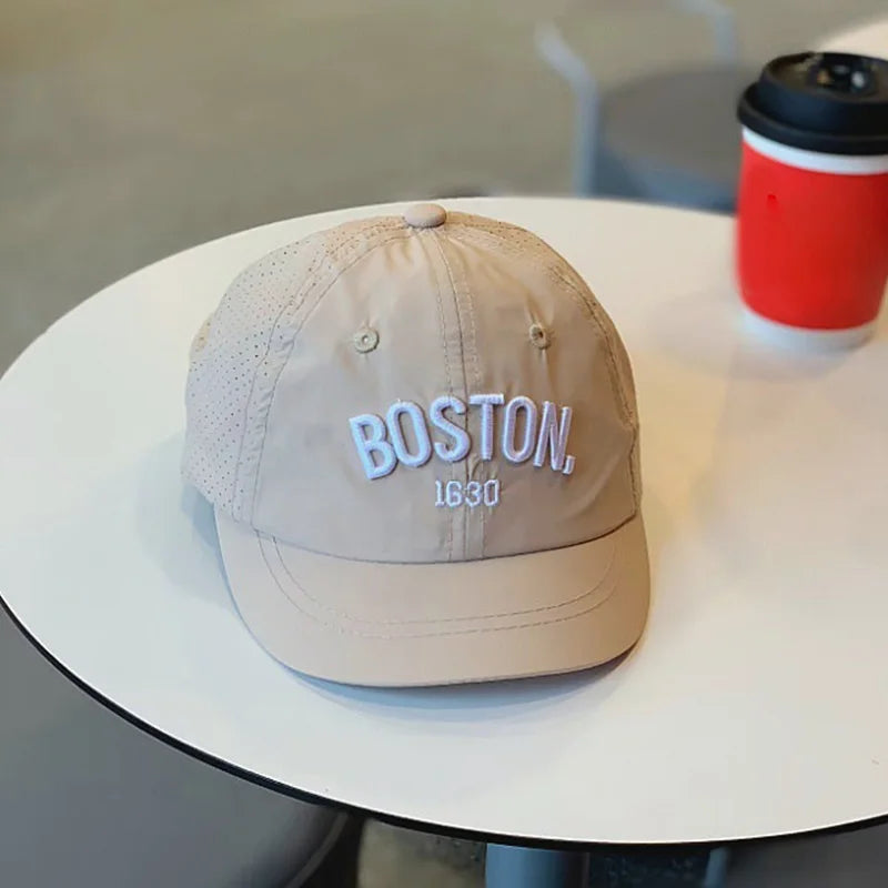 Korean Letter Embroidered Baby Cap Summer Toddler Boys Girls Cotton Baseball Caps Solid Color Kids Adjustable Peaked Hat