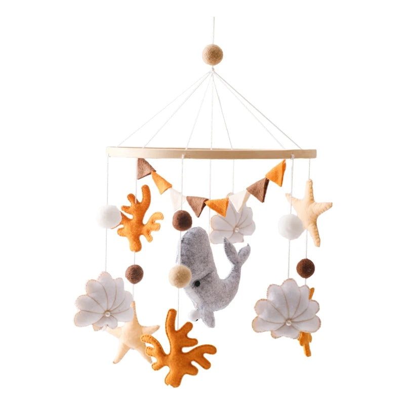 Baby Crib Bed Bell Musical Box Holder Arm Toy Foldable Imitation Wood Grain Infant Bed Decoration Toys Baby Bed Toys Educational