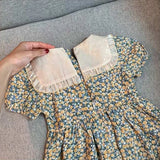 Baby Girls Princess Dress Summer Broken Flowers Elegant Doll Collar Dress Kids Birthday Party Clothes 1-8 Years Children Dress