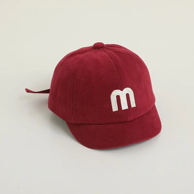 Korean Letter Embroidered Baby Cap Summer Toddler Boys Girls Cotton Baseball Caps Solid Color Kids Adjustable Peaked Hat