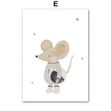 Boho Cartoon Bear Panda Mouse Balloon Plane Posters Art Prints Canvas Painting Wall Pictures For Baby Kids Room Home Decoration