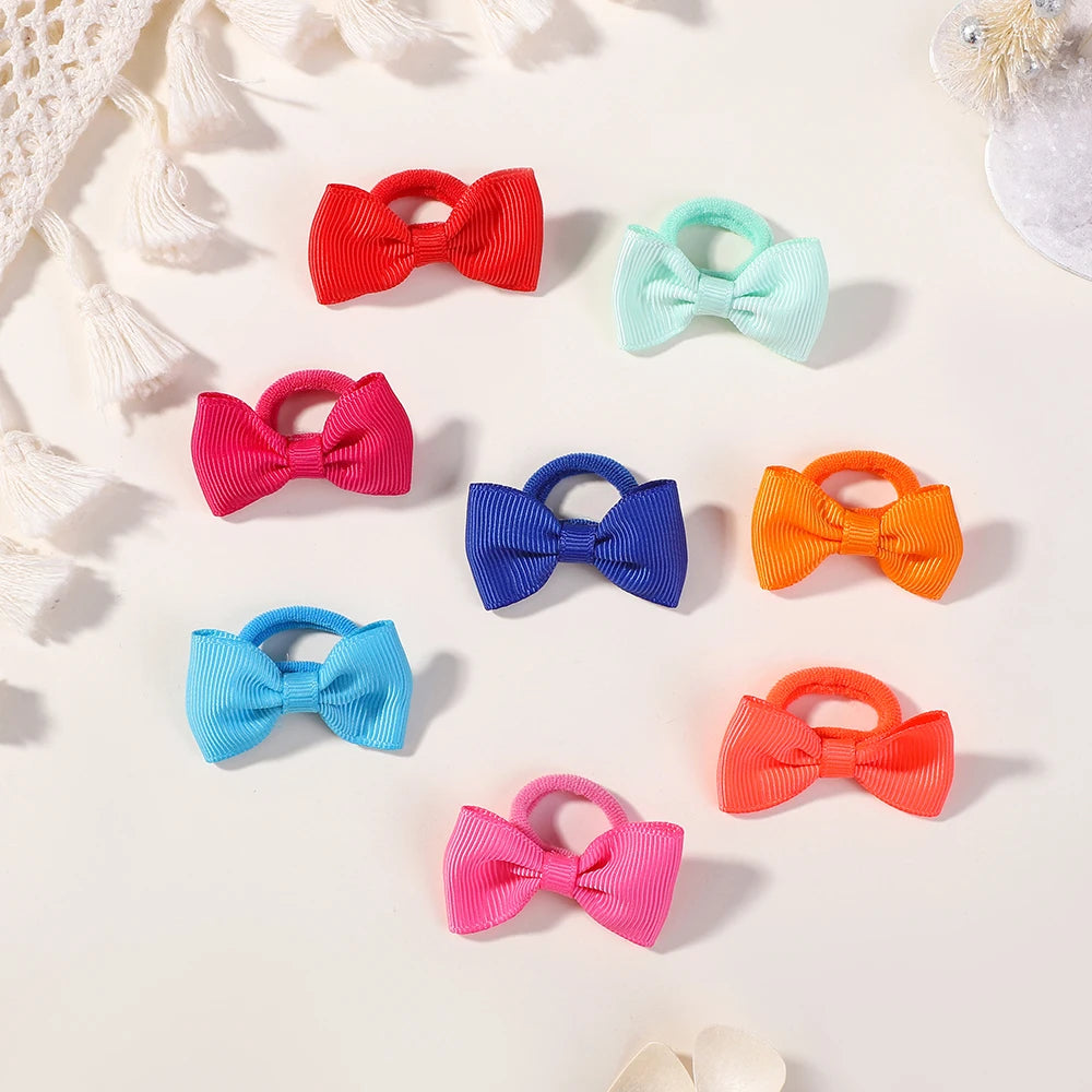 10Pcs/Set Mini Bows Elastic Hair Bands For Cute Girls Nylon Rubber Band Hair Rope Ponytail Holder Headwear Kids Hair Accessories