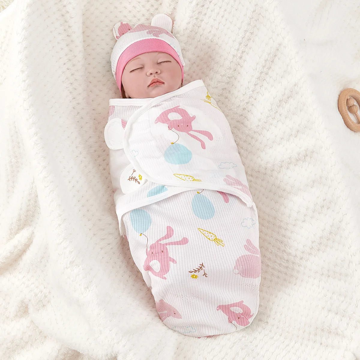 Baby Anti-shock Swaddle Cotton Printed Wrap Spring/Summer Baby Wrap Two-piece Baby Anti-kick Blanket Suitable for 0-3 Months