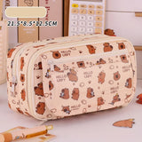 Capybara Multi-Layer Large Capacity Pencil Case Cartoon Stationery Organizer Cute Multi-Functional Pen Pouch for School Supplies