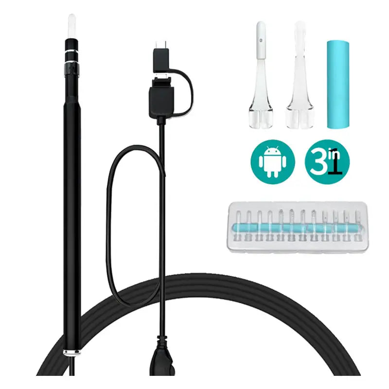 3 in 1 Ear Scope Cleaner Endoscope Video Otoscope Veterinary Visual 5.5mm Otoscopio Medico USB Android Phone Baby Earpick Camera