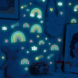 Cartoon Bunny Balloon Luminous Wall Stickers Glow In The Dark Wallpaper For Kids Room Living Room Nursery Home Decoration Decals