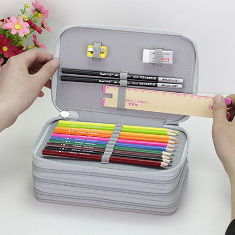 32/48/72 Holes Pencil Case for Colored Pencils Multifunction Large Capacity Art Drawing Pen Storage Bag School Stationery