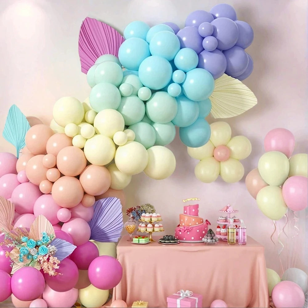 107pcs Macaroon Color Balloon Chain Balloon Arch Balloon Set, Birthday Festival Wedding Party Decoration Supplies Holiday Annive