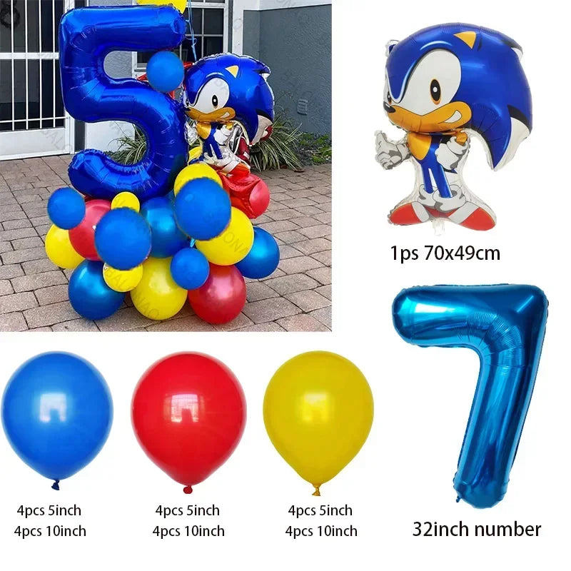 26pcs Blue Hedgehog Balloons Cartoon Sonic Balloon Baby Shower Kids Favors Birthday Party Decorations Kids Baby Shower Supplies