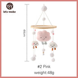 Let's Make Wooden Baby Rattles Soft Felt Cartoon Bear Cloudy Star Moon Hanging Bed Bell Mobile Crib Montessori Education Toys