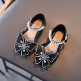 Summer Girls Sandals Fashion Sequins Rhinestone Bow Girls Princess Shoes Baby Girl Shoes Flat Heel Sandals Size 21-35