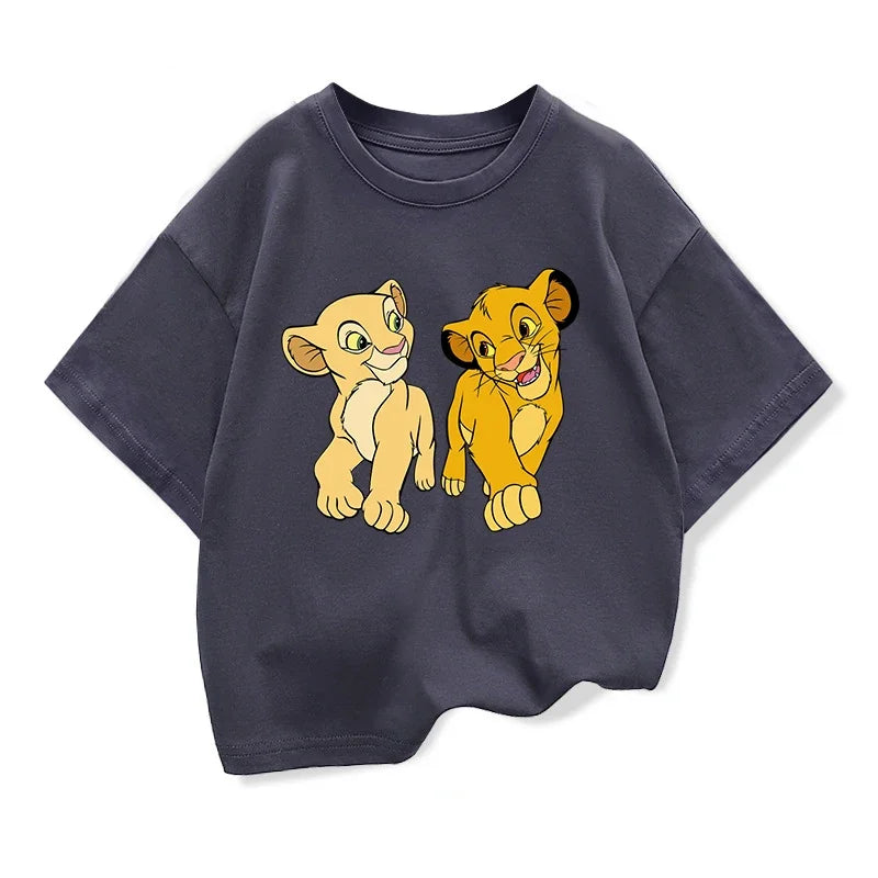 Potdemiel Summer The Lion King Simba T Shirt Kids Boys Clothes White Short Sleev T-shirts Children Clothing Baby Tops 2-12 Years