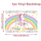 Rainbow Unicorn Disposable Tableware Happy 1st Birthday Party Decorations Kids Unicorn Theme Wedding Baby Shower Girls Supplies