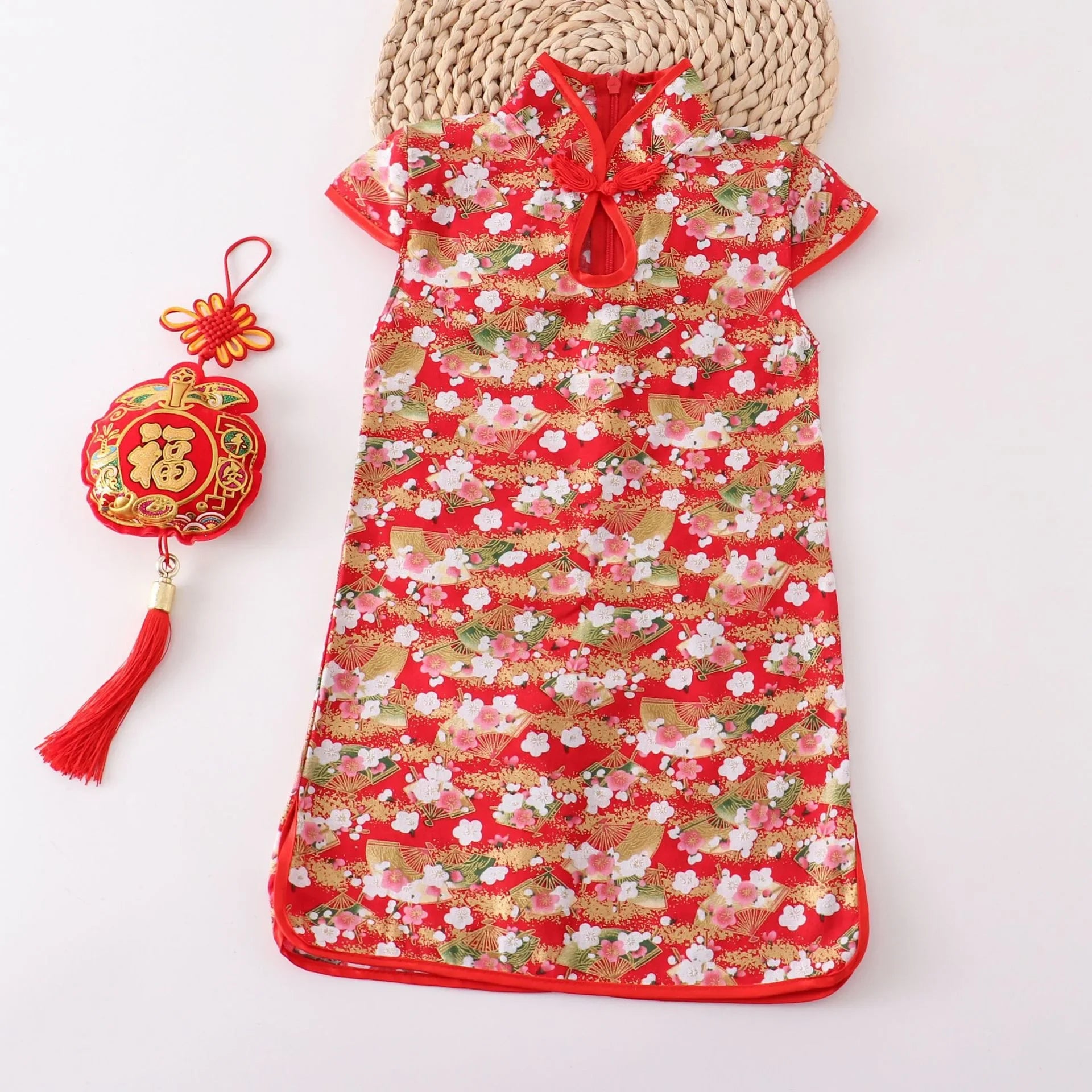 Show Summer Dress Girl Cheongsam Fashion Red Girls Dresses Children Chinese Traditional Clothing Casual Kids Qipao Vestidos