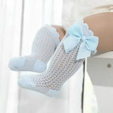 0-24Month Baby Girl Socks Toddler Bow Cotton Summer Mesh Lace Baby Knee Socks Newborn Infant Baby Princess Long Socks 2024 New