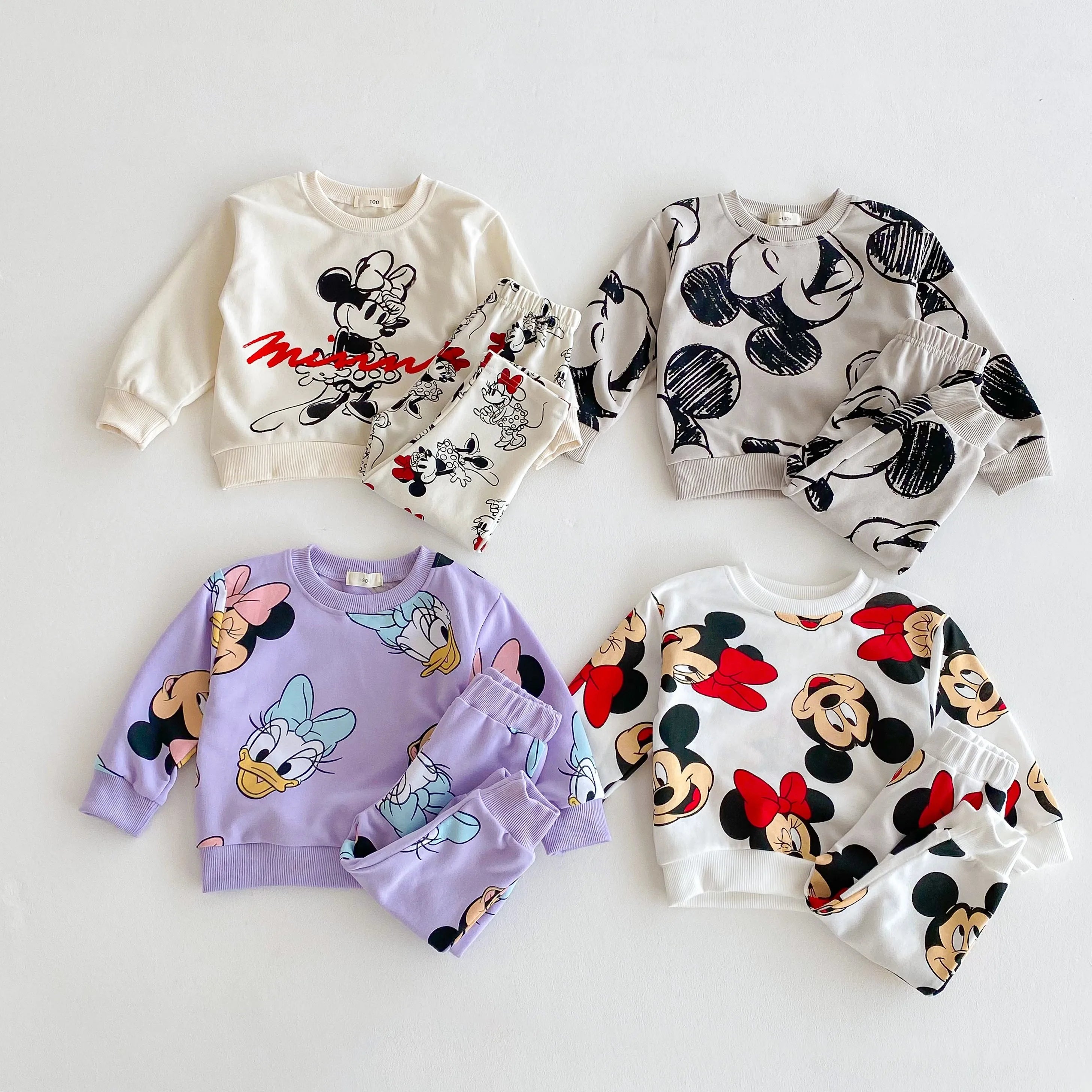 Disney Cartoon Sweatshirt Set Autumn Clothes Popular Design Brand Children's Clothing Long Sleeve Tops + Pants Casual Outfits