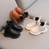 Kids Short Boots Fashion Boys Shoes Autumn Winter Leather Children Boots Non-Slip Toddler Girls Boot Toddler Snow Shoes