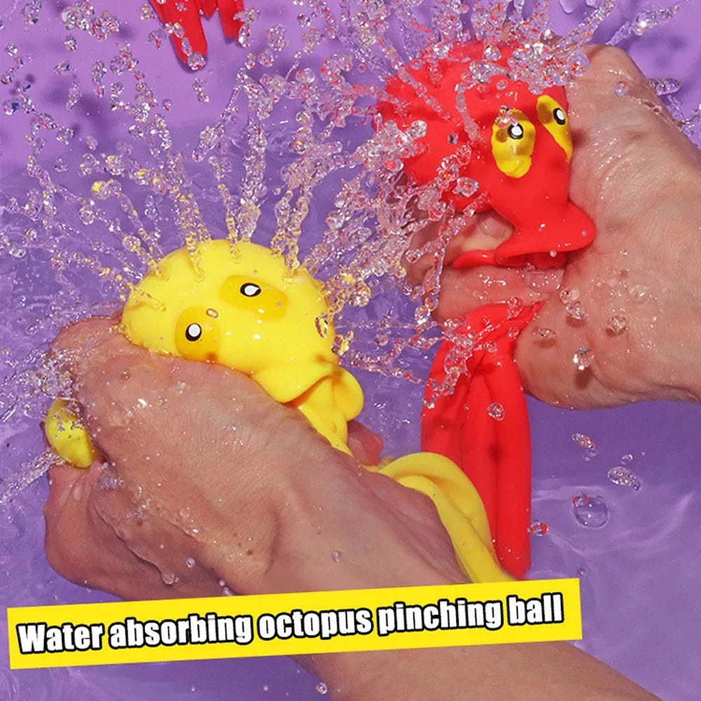 Octopus Baby Bath Toys - Absorbent Squeeze Water Toys Stress Relief Sensory Play - Summer Pool Beach Swimming Fun for Kids