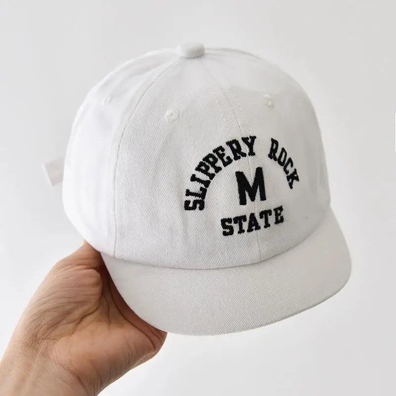 Korean Letter Embroidered Baby Cap Summer Toddler Boys Girls Cotton Baseball Caps Solid Color Kids Adjustable Peaked Hat