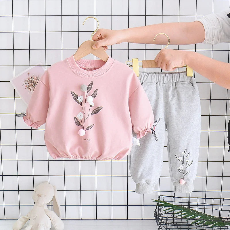 New Spring Autumn Fashion Baby Girl Clothes Children Cute Casual T-Shirt Pants 2Pcs/Sets Toddler Sports Costume Kids Tracksuits